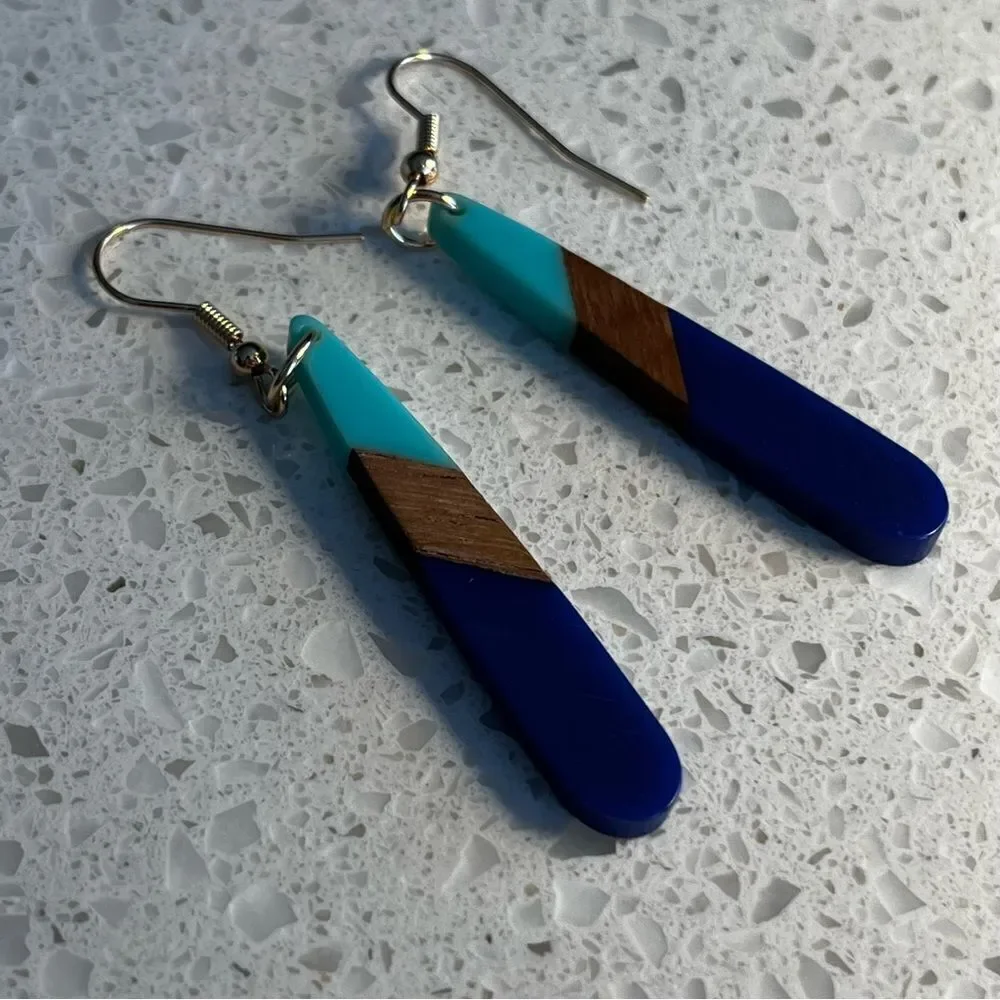 ‎Color Block Geometric Drop Earrings - Picture 6 of 9